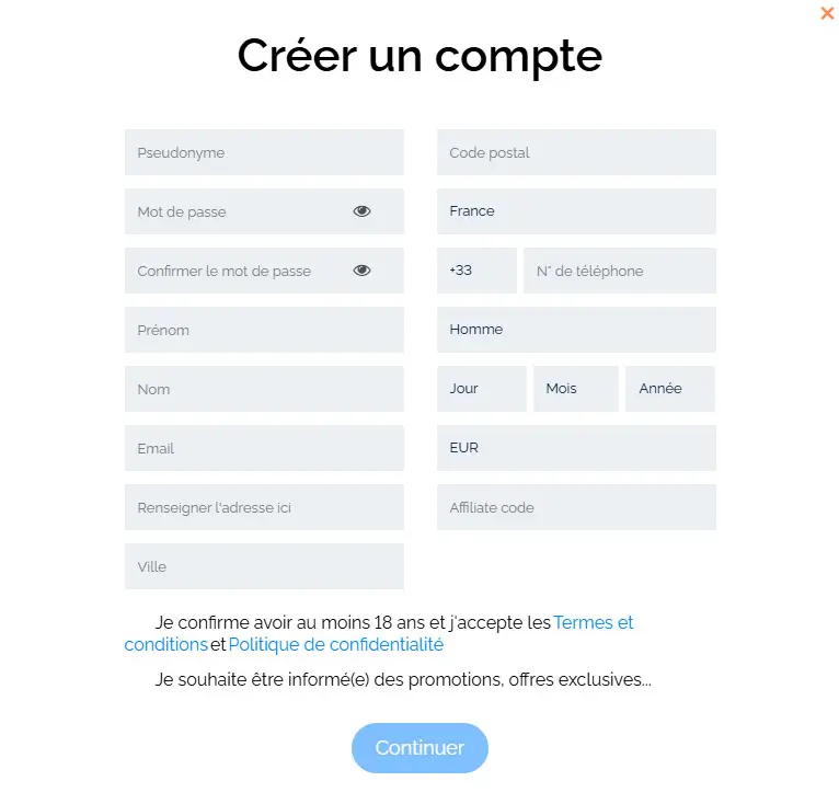 Processus d'inscription STARGAMES CASINO